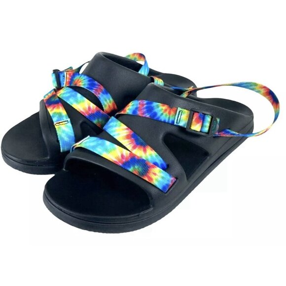Chaco Chillos Sports Unisex Kids Junior Rainbow Tie Dye Strappy Sandals Size 6 - Picture 1 of 10